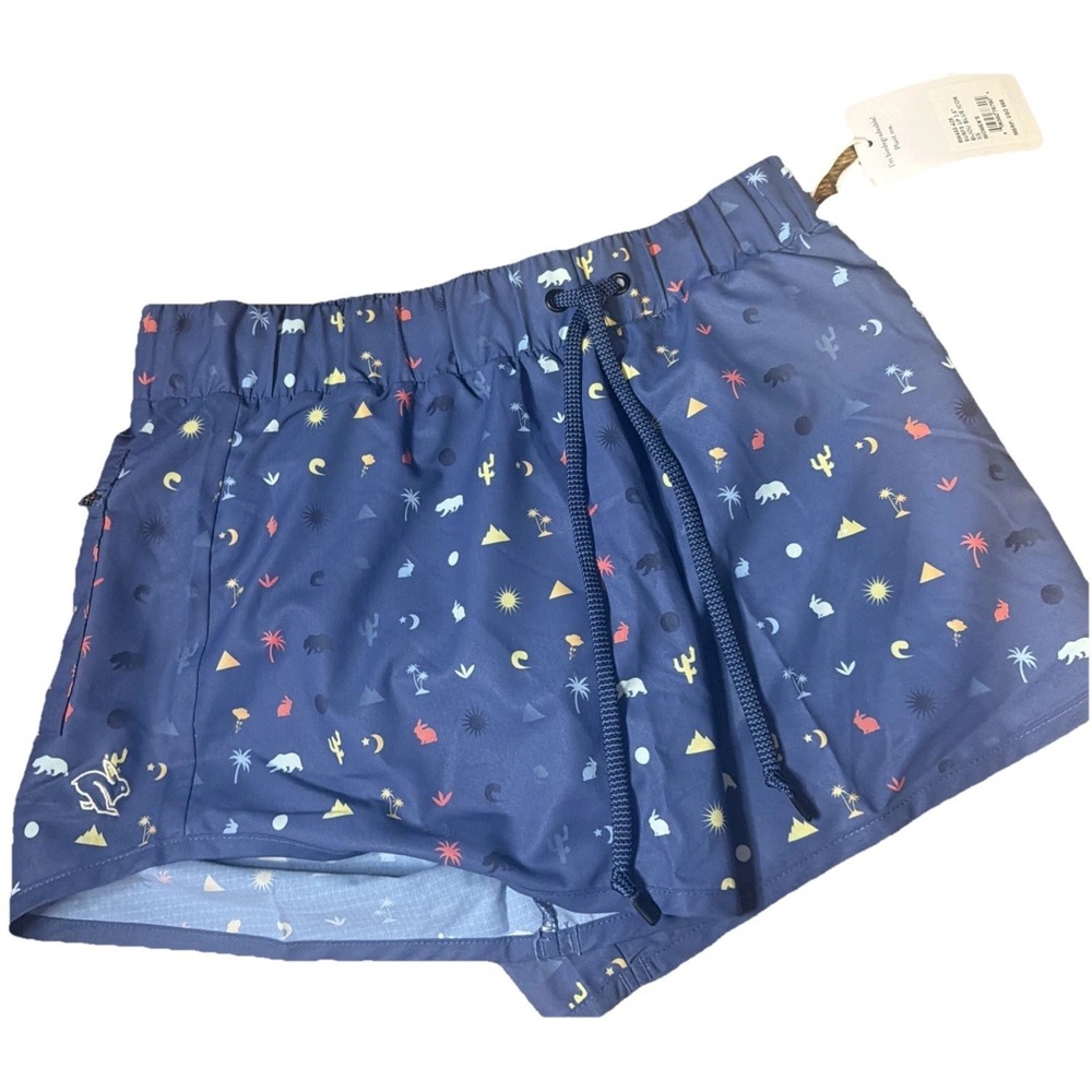 Rabbit Women's Blue Printed Running Shorts XS NWT 3" Inseam Athletic Trail